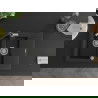 Mexen Gaspar 1.5-compartment granite sink with a drip tray and kitchen mixer tap Flora, Black/Silver - 6507-73-670401-07