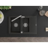 Mexen Gaspar 1.5-bowl granite sink with drainer and Flora kitchen tap, black/gold metallic - 6507-75-670401-00