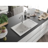Mexen Pablo granite kitchen sink 1-bowl with drainer and Flora kitchen faucet, white - 6510-20-670401-06