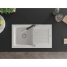 Mexen Pablo Granite Kitchen Sink 1-Bowl with Drainer and Flora Kitchen Faucet, White - 6510-20-670401-07