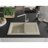 Mexen Pablo 1-bowl granite sink with drainer and Flora kitchen faucet, beige - 6510-69-670401-00