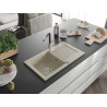 Mexen Pablo 1-Bowl Granite Sink with Drainer and Flora Kitchen Faucet, Beige - 6510-69-670401-07