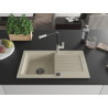 Mexen Pablo 1-bowl granite sink with drainer and Flora kitchen faucet, beige - 6510-69-670401-07-B