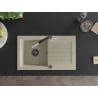 Mexen Pablo granite single-bowl sink with drainer and Flora kitchen faucet, beige - 6510-69-670401-07-B