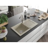Mexen Pablo 1-bowl granite kitchen sink with drainer and Flora faucet, beige - 6510-69-670401-09
