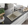 Mexen Pablo 1-bowl granite sink with drainer and Flora kitchen faucet, beige - 6510-69-670401-09