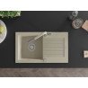 Mexen Pablo 1-bowl granite sink with drainer and Flora kitchen faucet, beige - 6510-69-670401-09
