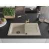 Mexen Pablo granite single-bowl sink with drainer and Flora kitchen faucet, beige - 6510-69-670401-57-B