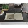 Mexen Pablo granite kitchen sink 1-bowl with drainer and kitchen tap Flora, beige - 6510-69-670401-70-B