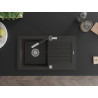Mexen Pablo granite kitchen sink, single bowl with drainer and Flora kitchen faucet, black/golden metallic - 6510-75-670401-07
