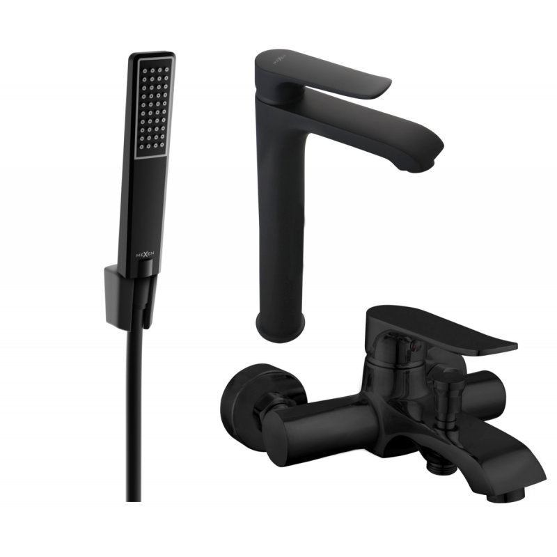 Mexen Pecos R72 bath set, black - 72713R72-70