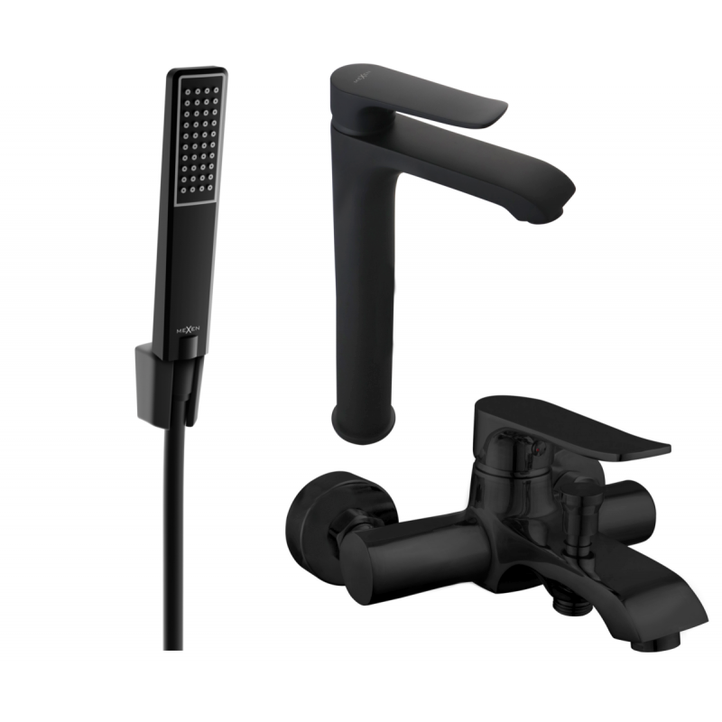 Mexen Pecos R72 bathtub set, Black - 72713R72-70