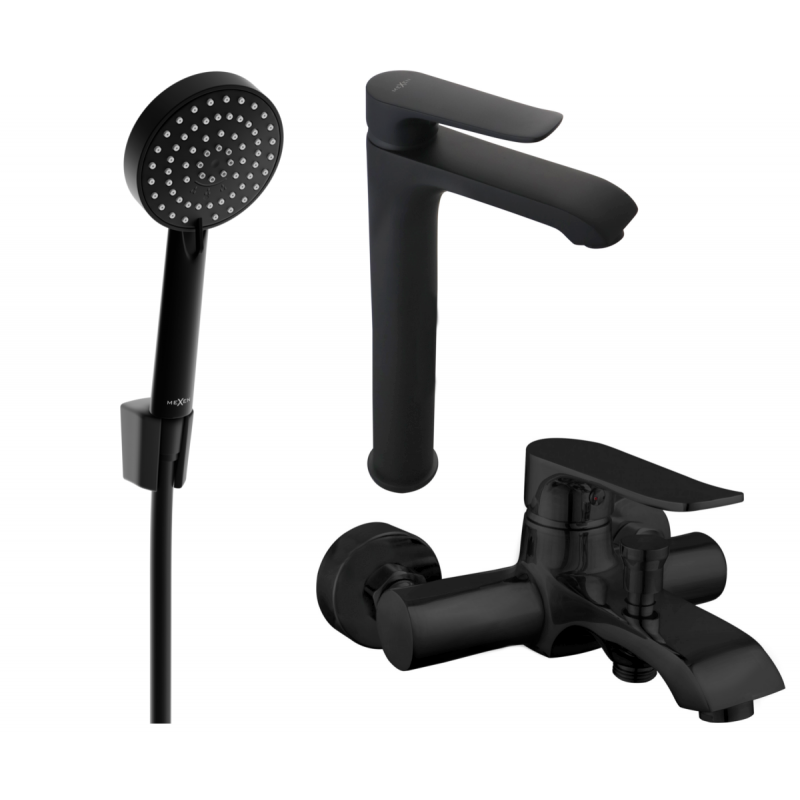 Mexen Pecos R75 bathtub set, Black - 72713R75-70