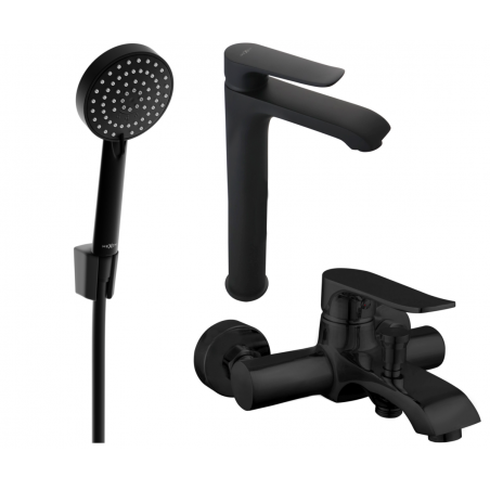 Mexen Pecos R75 bathtub set, Black - 72713R75-70