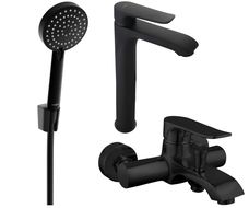 Mexen Pecos R75 bathtub set, Black - 72713R75-70