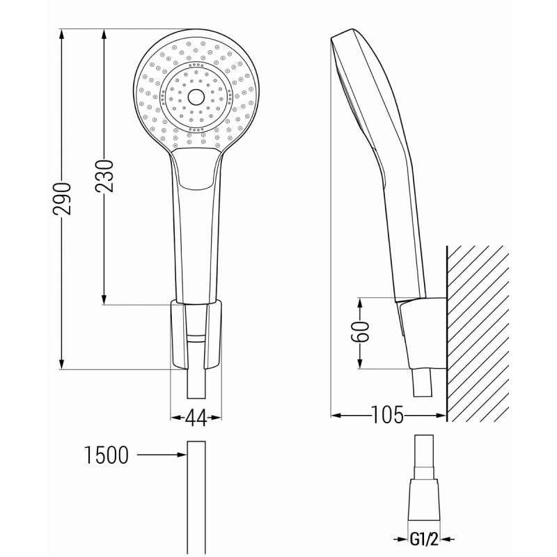 Mexen Pecos R05 bathtub faucet with shower set, chrome - 7273R05-00