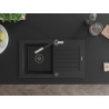 Mexen Pablo granit kitchen sink 1-bowl with drainer and Flora faucet, black - 6510-77-670401-07-B