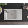 Mexen Elias 1-bowl granite kitchen sink with drainer and Flora kitchen tap, white - 6511-20-670401-06