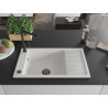 Mexen Elias granite sink 1-bowl with drainer and kitchen faucet Flora, white - 6511-20-670401-70-B