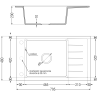 Mexen Elias 1-compartment granite sink with a drip tray and kitchen mixer tap Flora, White - 6511-20-670401-70-B