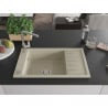 Mexen Elias 1-bowl granite sink with drainer and Flora kitchen tap, beige - 6511-69-670401-00