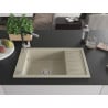 Mexen Elias granite kitchen sink with 1 basin, drainer, and Flora kitchen tap, beige - 6511-69-670401-07