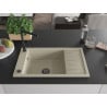 Mexen Elias 1-bowl granite sink with drainer and Flora kitchen faucet, beige - 6511-69-670401-70-B