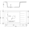 Mexen Elias 1-compartment granite sink with a drip tray and kitchen mixer tap Flora, Grey - 6511-71-670401-00