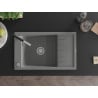 Mexen Elias granite sink 1-bowl with drainer and Flora kitchen tap, grey - 6511-71-670401-07