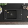 Mexen Elias single-bowl granite sink with drainer and Flora kitchen faucet, black/silver metallic - 6511-73-670401-57-B
