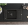 Mexen Elias one-bowl granite sink with drainer and Flora kitchen tap, black/gold metallic - 6511-75-670401-70-B