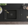 Mexen Elias 1-bowl granite kitchen sink with drainer and Flora kitchen faucet, black - 6511-77-670401-57-B