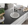 Mexen Diego 1-bowl granite sink with Flora kitchen tap, white - 6512-20-670401-00