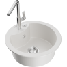Mexen Diego granite kitchen sink 1-bowl with Flora kitchen faucet, white - 6512-20-670401-00