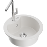 Mexen Diego granite kitchen sink single-bowl with Flora kitchen faucet, white - 6512-20-670401-00