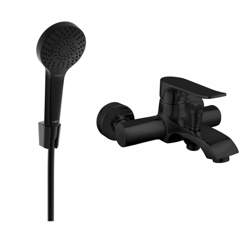 Mexen Pecos R05 bathtub mixer tap with shower head, Black - 7273R05-70