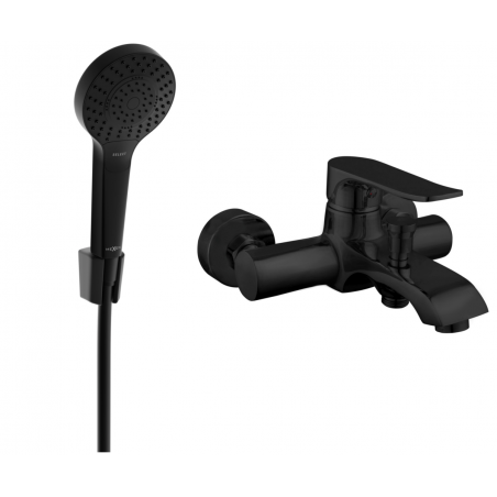 Mexen Pecos R05 bathtub mixer tap with shower head, Black - 7273R05-70
