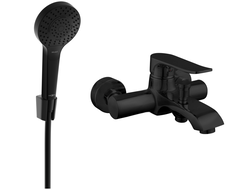 Mexen Pecos R05 bathtub mixer tap with shower head, Black - 7273R05-70