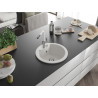Mexen Diego granite kitchen sink 1-bowl with Flora kitchen faucet, white - 6512-20-670401-02