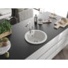 Mexen Diego granite sink with 1 bowl and Flora kitchen tap, white - 6512-20-670401-02