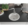 Mexen Diego granite kitchen sink 1-bowl with Flora kitchen faucet, white - 6512-20-670401-02