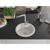 Mexen Diego granite sink with 1 bowl and Flora kitchen tap, white - 6512-20-670401-02