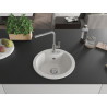 Mexen Diego 1-bowl granite sink with Flora kitchen faucet, white - 6512-20-670401-06