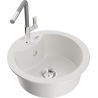 Mexen Diego 1-Bowl Granite Sink with Flora Kitchen Tap, White - 6512-20-670401-06