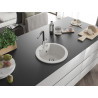 Mexen Diego 1-bowl granite sink with Flora kitchen faucet, white - 6512-20-670401-07