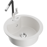 Mexen Diego 1-bowl granite sink with Flora kitchen faucet, white - 6512-20-670401-07