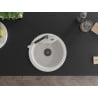 Mexen Diego 1-Bowl Granite Sink with Flora Kitchen Faucet, White - 6512-20-670401-07-B