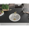 Mexen Diego granite single-bowl sink with Flora kitchen faucet, white - 6512-20-670401-57-G