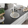 Mexen Diego granite single-bowl sink with Flora kitchen faucet, white - 6512-20-670401-57-G