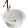 Mexen Diego 1-bowl granite sink with Flora kitchen tap, white - 6512-20-670401-57-G